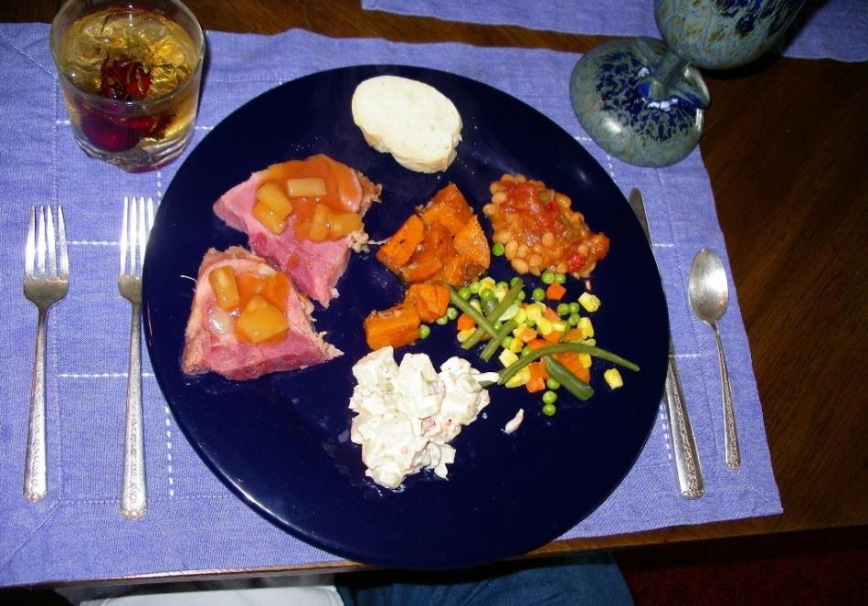 A ham dinner with pineapple sauce. Photo by Elaine Quilici