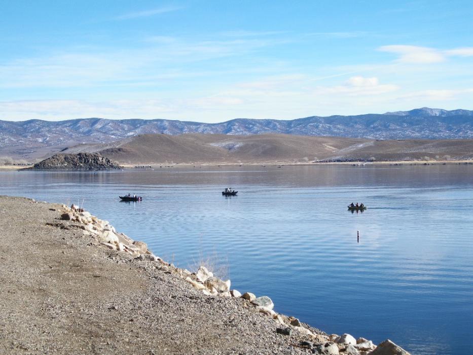 Fishing boats at Topaz Lake.  Photo by Elaine Quilici