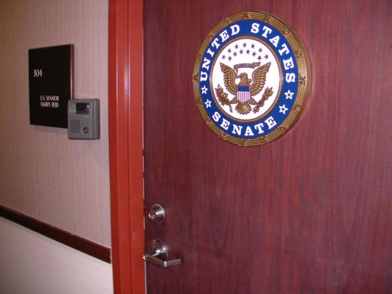 The office of Sen. Harry Reid was closed in Carson City due to the government shutdown.