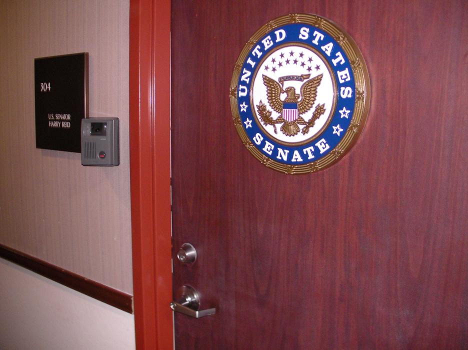The office of Sen. Harry Reid was closed in Carson City due to the government shutdown.