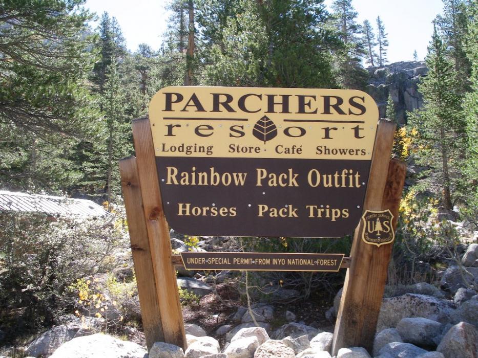 Entrance sign to Parchers Resort, west of Bishop, Calif. Photo by Don Quilici