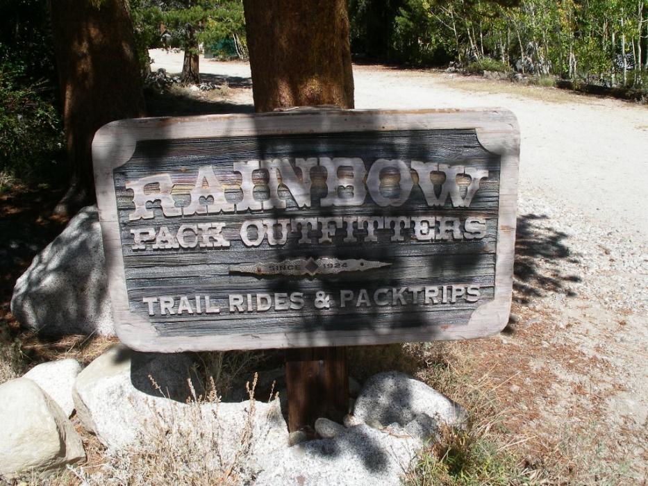 Entrance sign to Rainbow Pack Outfitters. Photo by Don Quilici