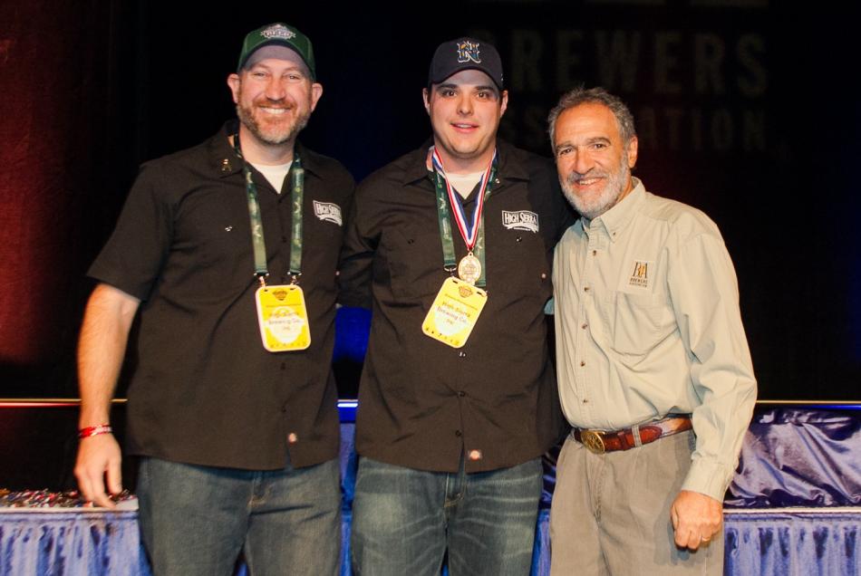 Awards Ceremony at the Great American Beer Festival. On the left is President Jim Phalan and in the middle is brewer Paul Young.