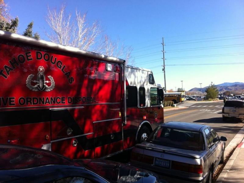 A bomb squad from Douglas County arrives across from CHS to investigate a Civil War relic.