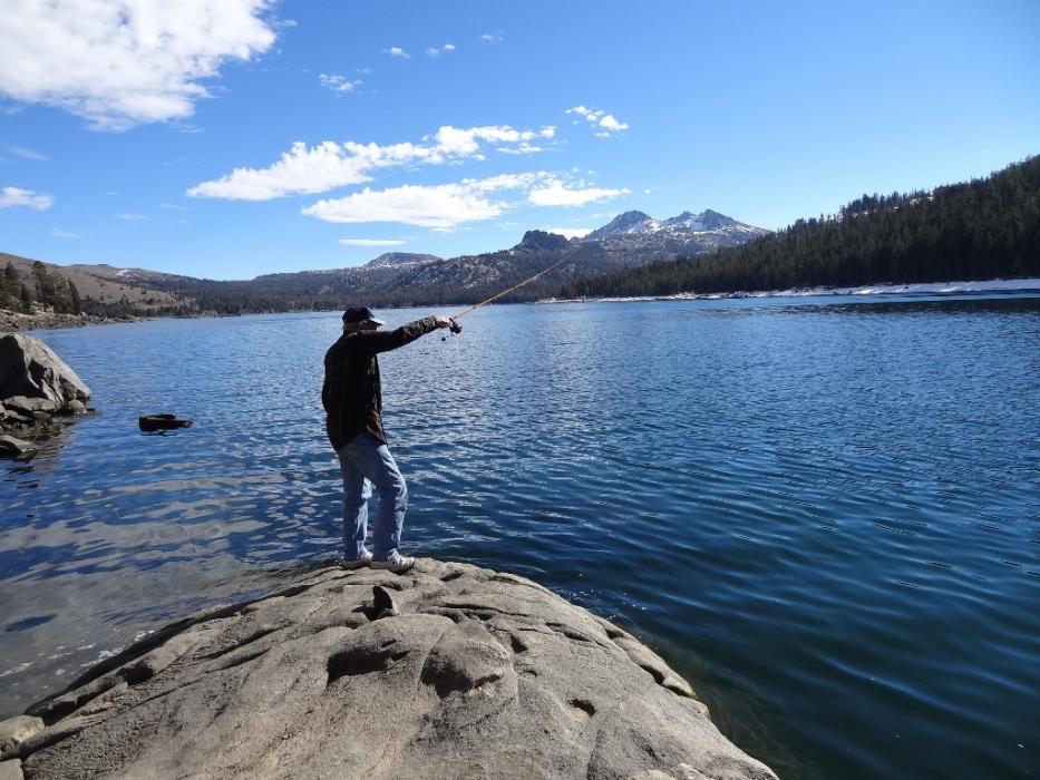 Don Quilici of Carson City casting a lure.  Photo by Elaine Quilici