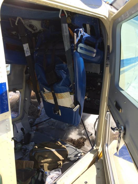 The inside of the aircraft.