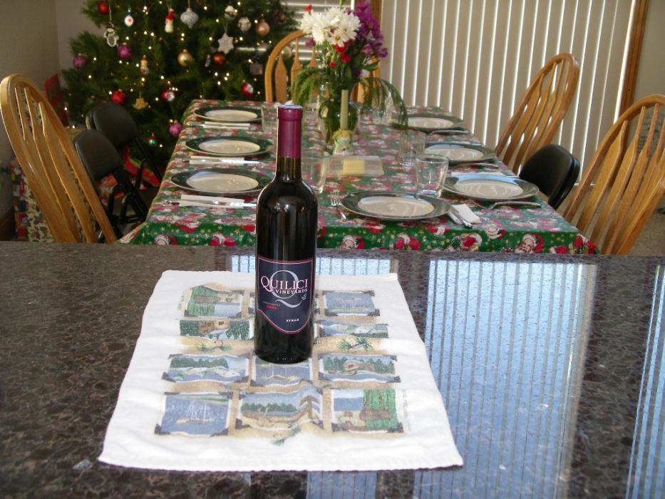 Bottle of wine to go with the Christmas Eve dinner.  Photo by Don Quilici