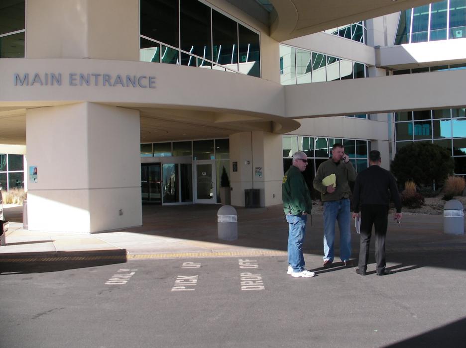 Carson City Sheriff's Office detectives at the scene of the hospital shooting.