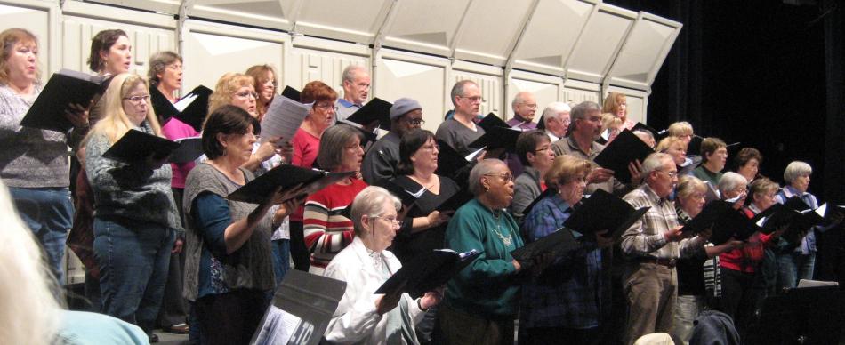 Carson City Symphony Chorus rehearses for December 2013 concert.