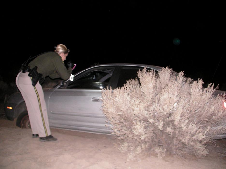 The suspect's vehicle at the scene where he became stuck.