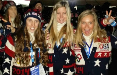 Pictured (L-R) are Olympians Maddie Bowman, Hannah Teter, and Jamie Anderson. Photo by Sierra-at-Tahoe Resort