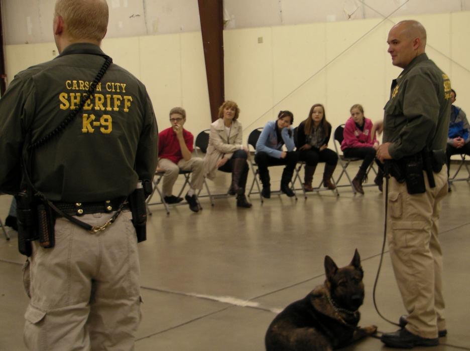 Deputy Riggin, along with Ivo and Sgt. Humphrey. Photo by Jeff Munson