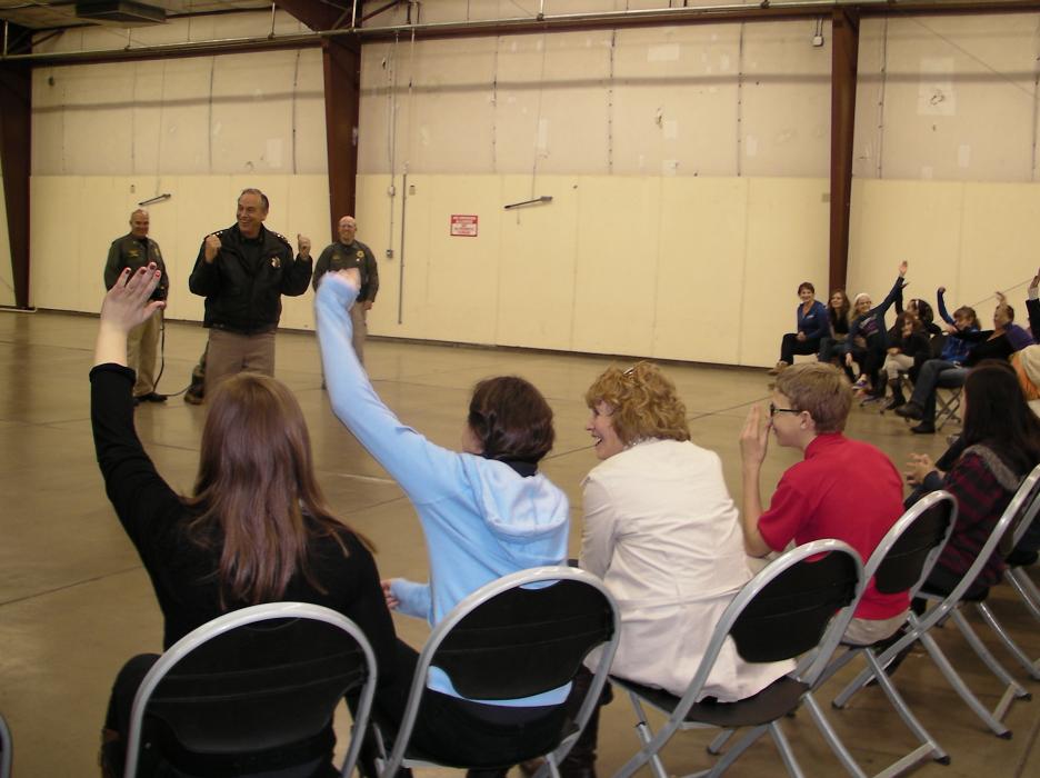 Carson City Sheriff Ken Furlong engages students about the K9 program. Photo by Jeff Munson