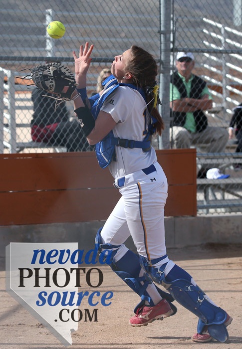 WNC's Hali Bennion catches a foul pop fly against Snow College in Carson City. Photo by Cathleen Allison