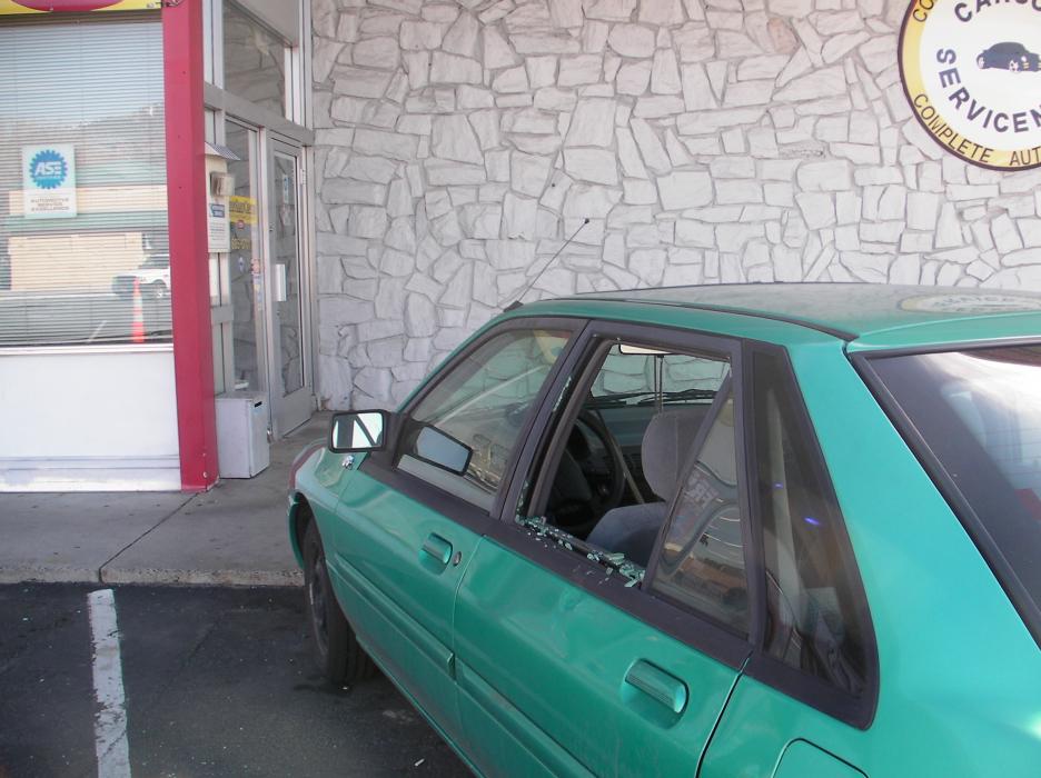 A car in front of O'Reilly Auto Parts was also targeted.