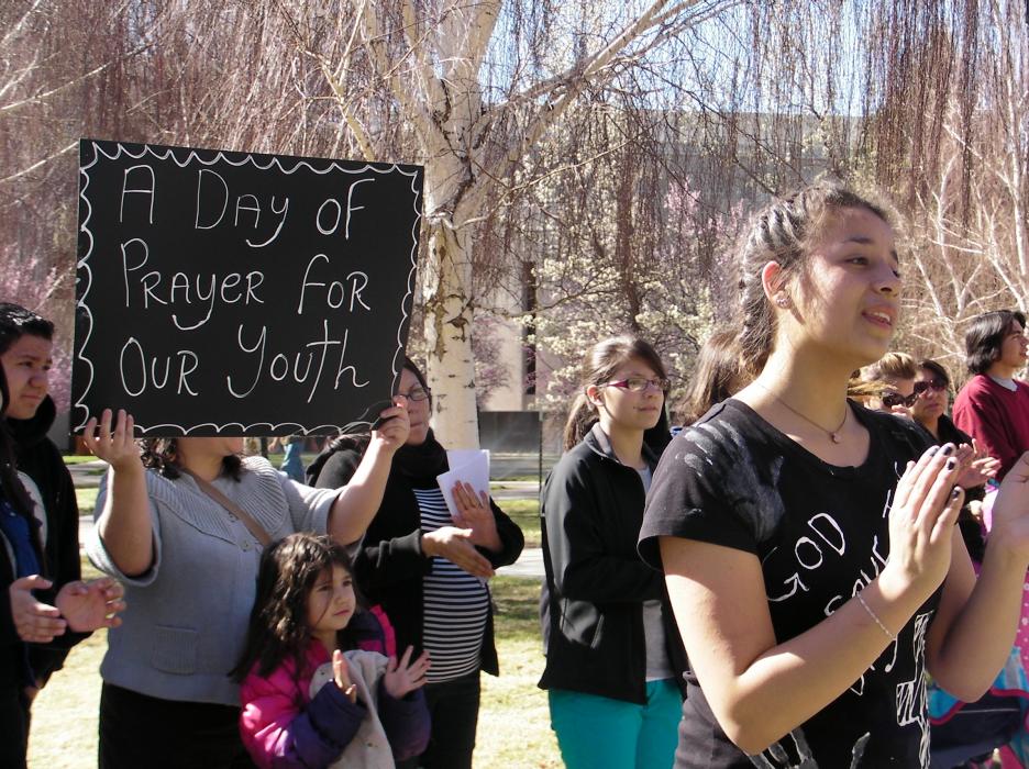 Carson High senior Becky Ortiz organized a Day of Prayer at the Nevada State Capitol as part of her year-end final project. 