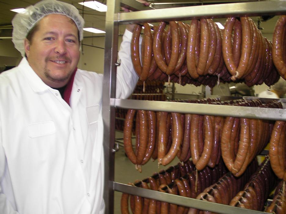 Sausages ready to be cooked at the Carson City facility.