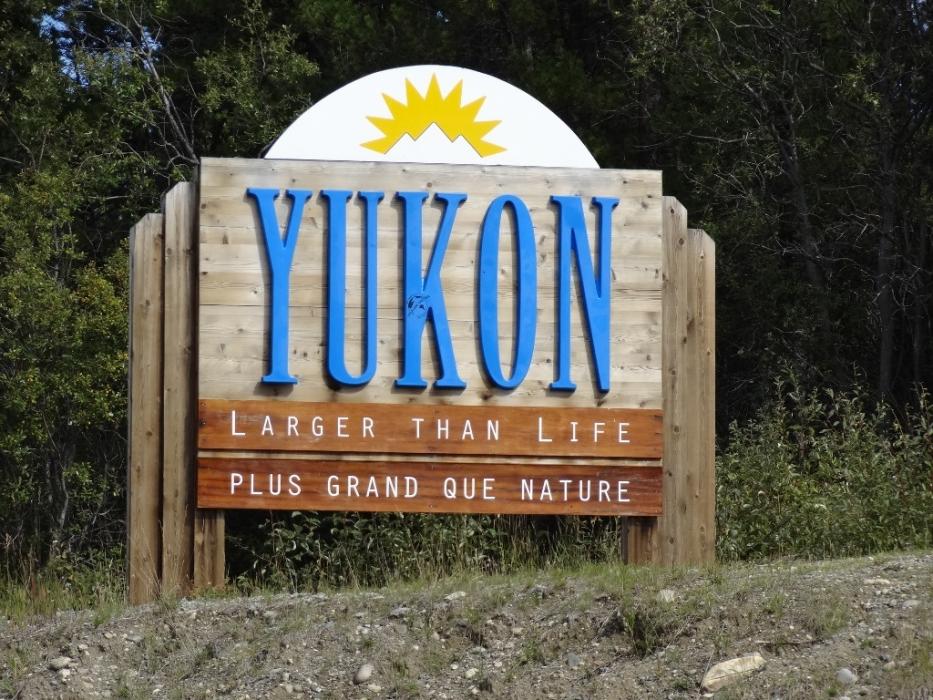 The sign as you enter the Yukon from British Columbia. Photo by Elaine Quilici