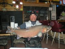 Peter Thompson of Reno with the biggest Cutthroat caught so far this year at Pyramid Lake.