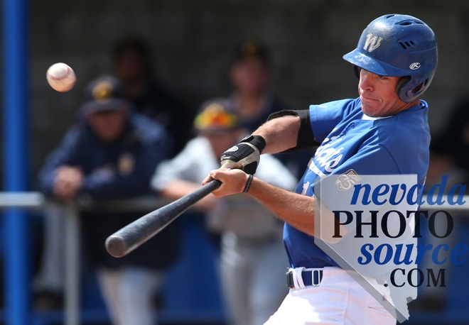 WNC's Connor Klein hits against the College of Southern Nevada during a college baseball game in Carson City Sunday.