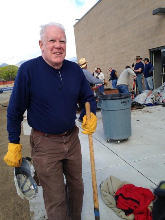 Carson City Supervisor John McKenna pitches in Saturday at the Boys and Girls Club.