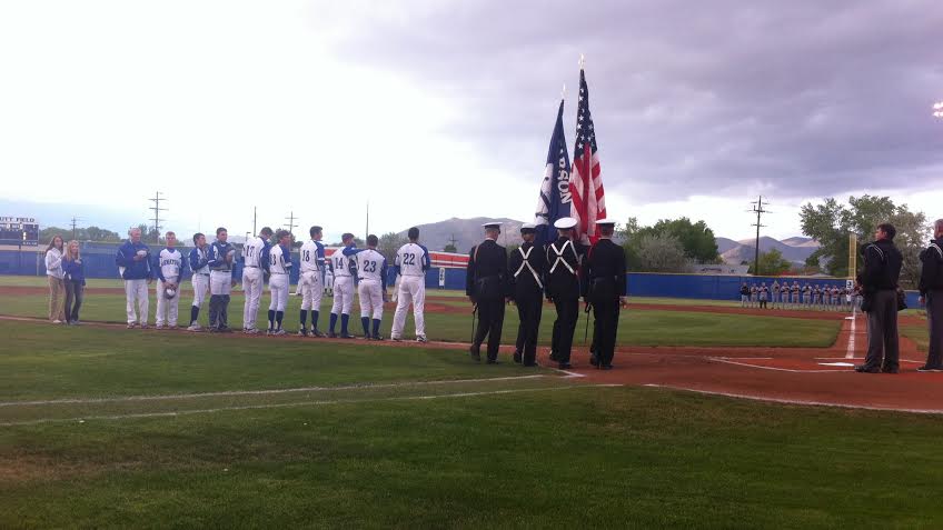 The Carson NJROTC presenting our country's colors