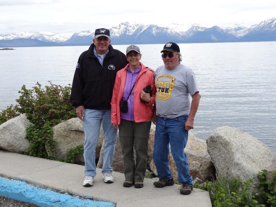 Don Quilici, Susan and Barry Drury at Cave Rock Landing, Lake Tahoe, Nevada. Photo by Elaine Quilici