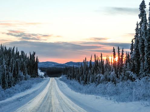 Winter sunrise on the Yukon's Robert Campbell Highway. Photo courtesy of Susan Drury