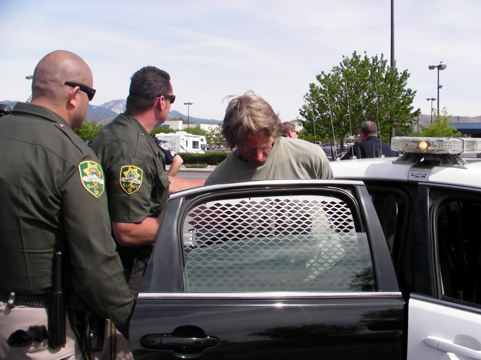 The man in custody is believed to have robbed a bank this morning at Lake Tahoe.