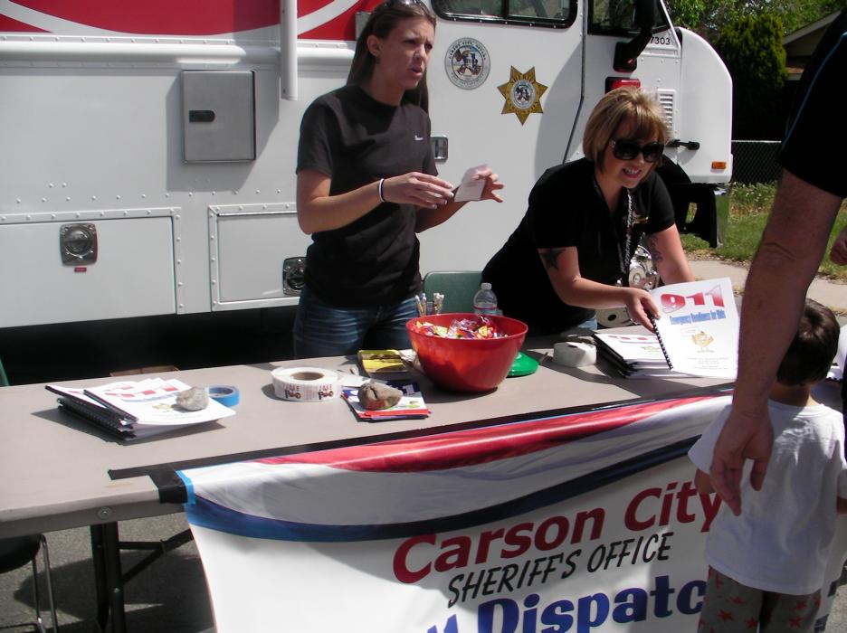 Carson City Sheriff's Office dispatchers Jenn Davis and Charli Riordan answer questions about 911 emergency services.