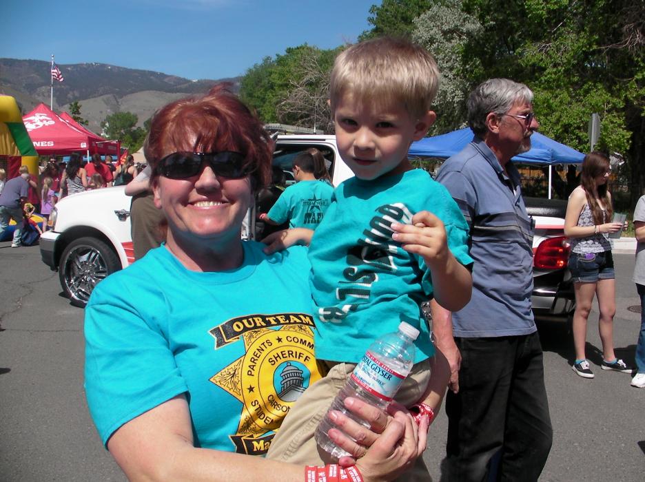 DARE program coordinator Lisa Davis and Trent Davis.