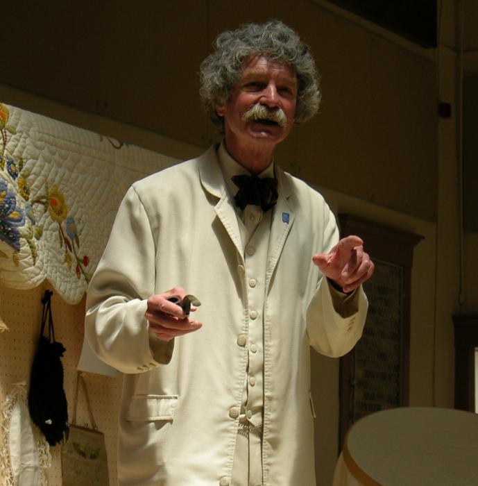 McAvoy Layne as Mark Twain entertained with his stories.