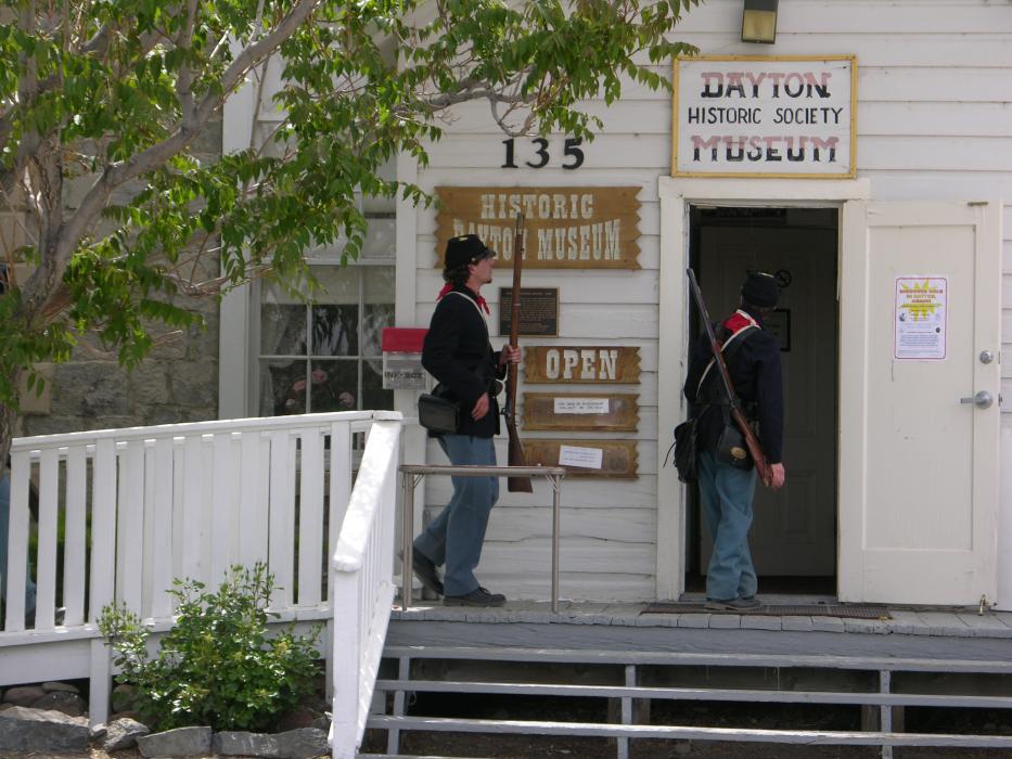 Soldiers visited the Old Schoolhouse Museum.