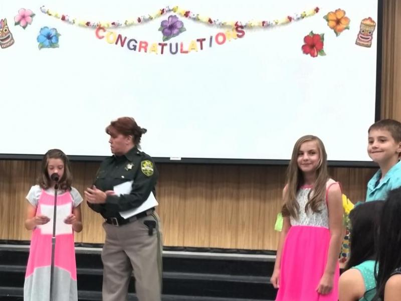 Lisa Davis of the Carson City DARE program at Fremont Elementary's graduation Thursday. Photo by Dana Lee Fruend