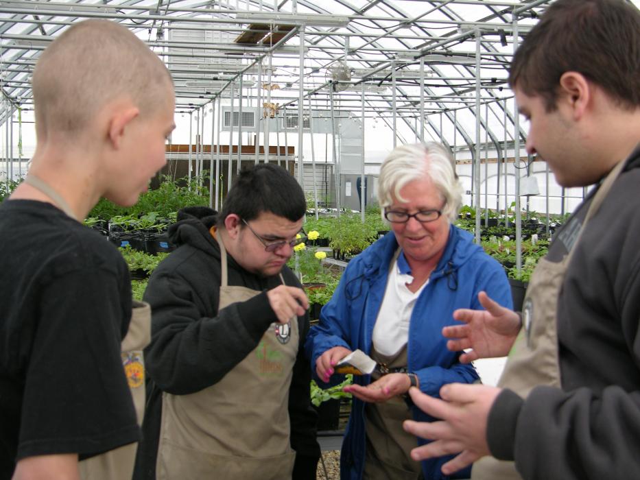 From left, James, Joe and Jacob with teacher Mary Hammerstaedt.