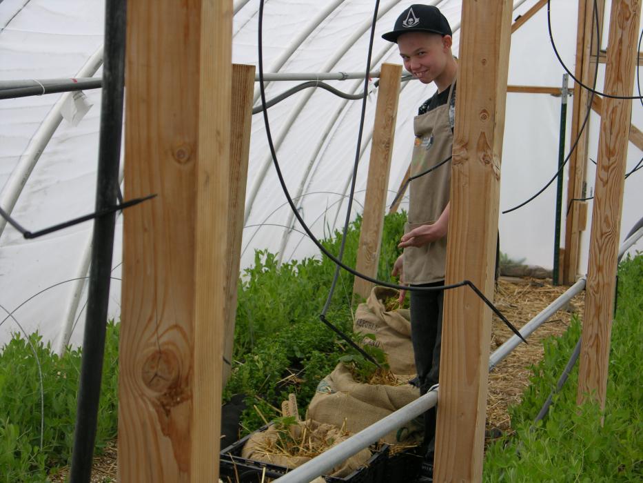James proudly shows his award-winning potatoes.