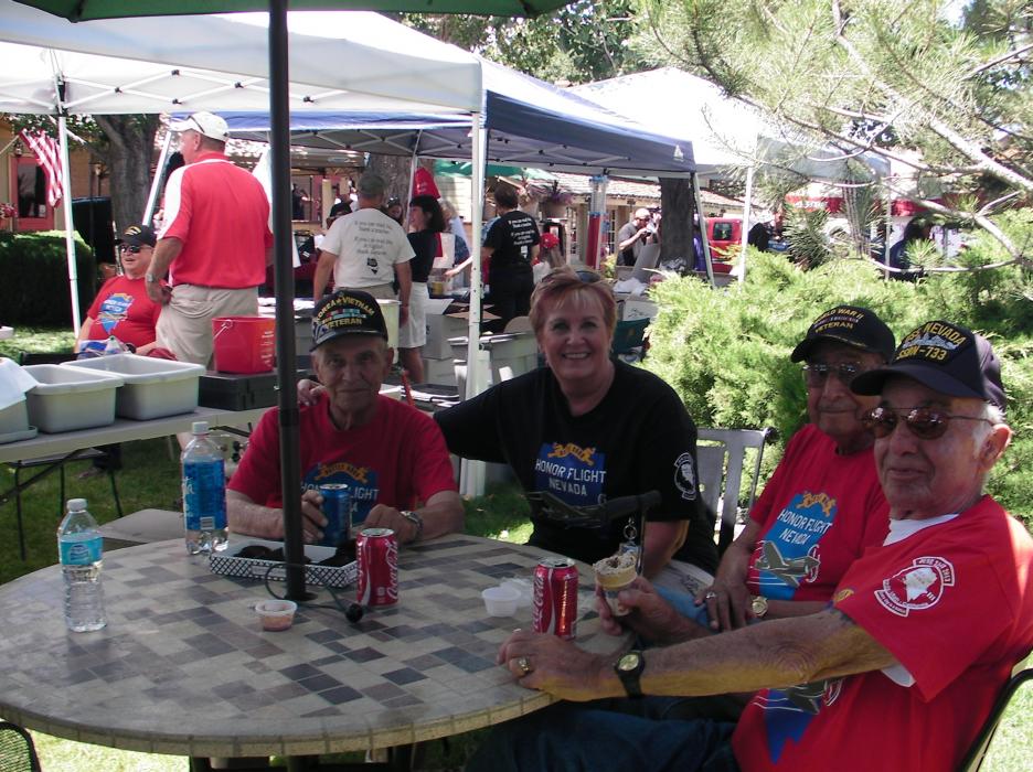 Nevada Honor Flight members Jack DeLaney, board member Dee Anthony, Joseph Salinas and Primo Quarisa.