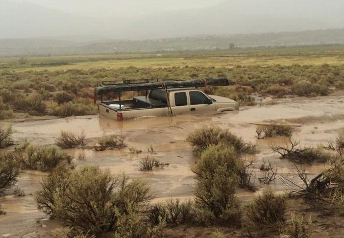 This truck was stuck in the area of Vicky Lane. Photo by Sarah Pledger.