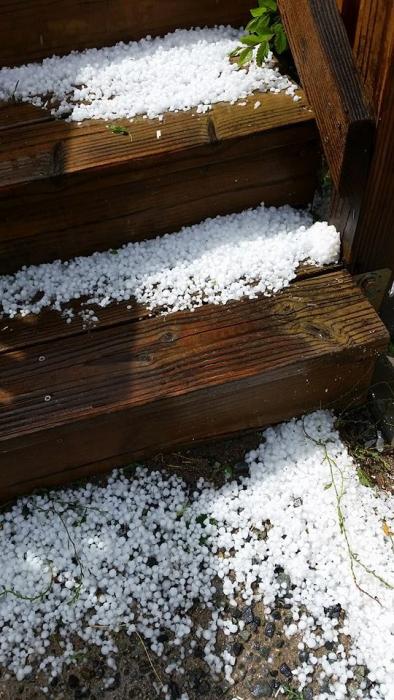 Hail leftover from storm on Sherman. Photo by Leeann Wiseman