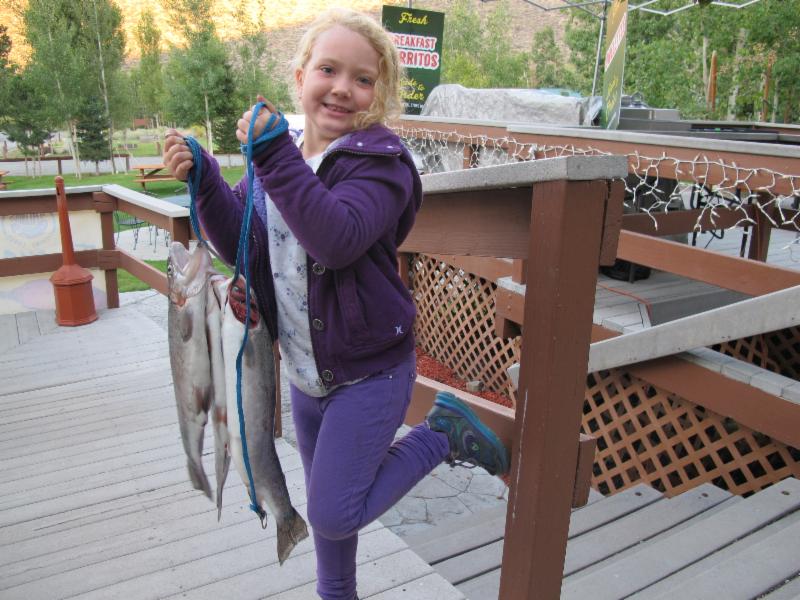 Brooklyn Warmingtom with three trout caught from the south shore of Convict Lake, Calif.