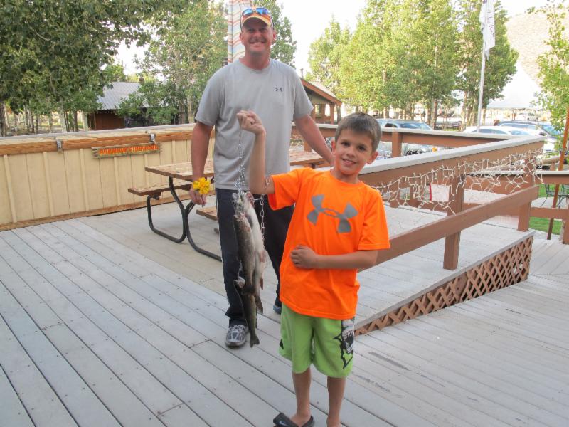 Matthews Hays of Texas with his trout from Convict Lake. Photo courtesy of the Convict Lake Resort