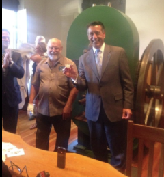 Nevada Gov. Brian Sandoval reveals the winning medallion.