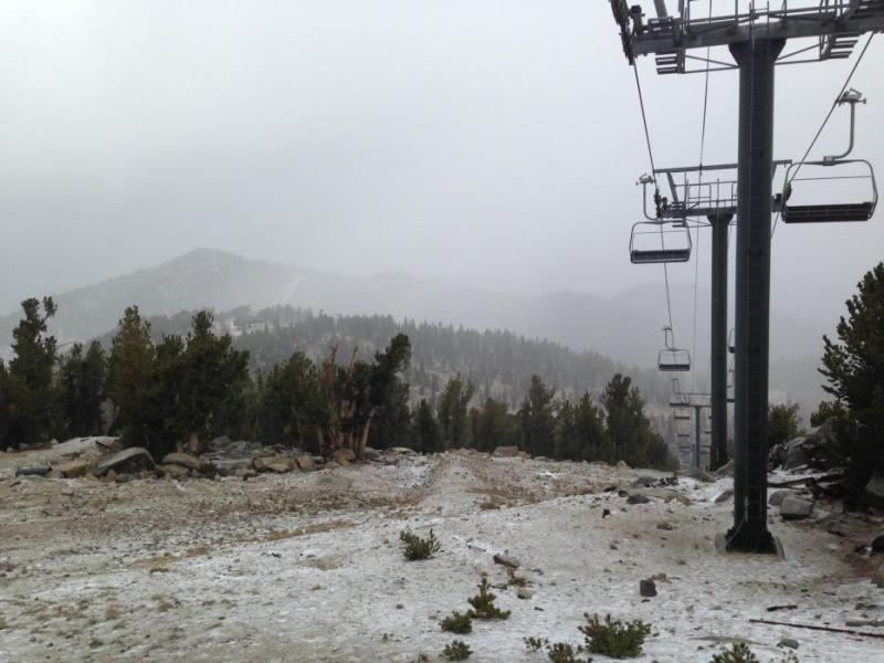 Snow fell overnight at Heavenly Mountain Resort at Lake Tahoe.