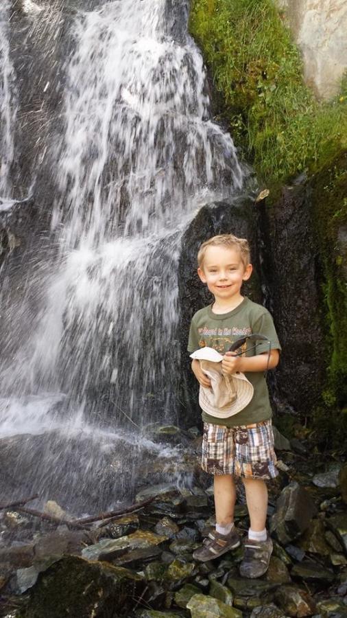 Everett Hogan, 4, at Kings Canyon Waterfall