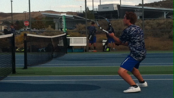Zach Simms awaiting a volley