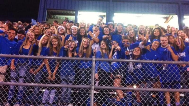 Some of the students getting excited in the stands