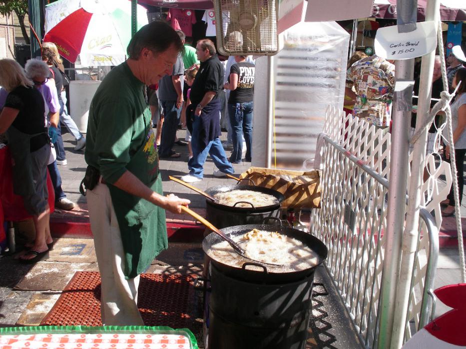 Cooking Calamari.  Photo by Elaine Quilici