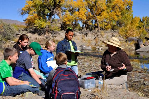 Students participate in the 2013 Snapshot Day on the Carson River.