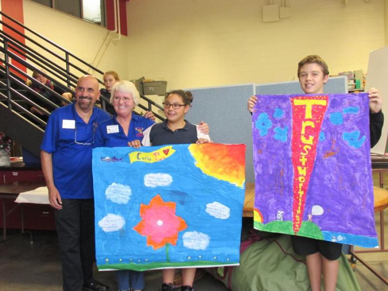 Pictured: Elks Lodge poster Judges Frank and Marian Furnari, poster winners Breanna Elliot, and Dylan Hickman.