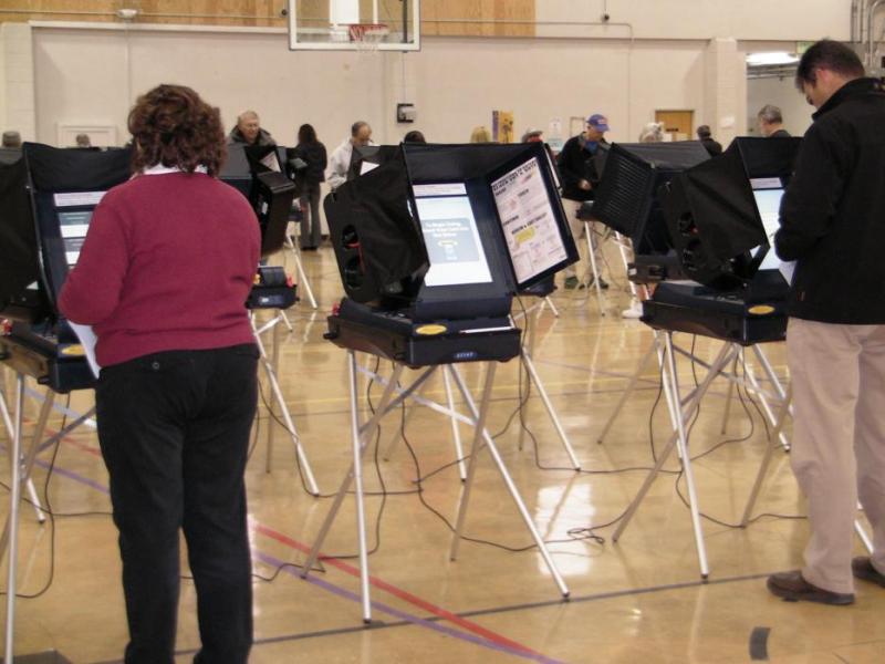Voters at the Carson City Community Center on Tuesday morning.